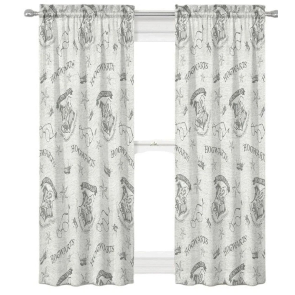 Harry Potter Jay Fronco 2-Pannel Curtains 41x84 Gray Kids Hogwarts Crest JTI1789